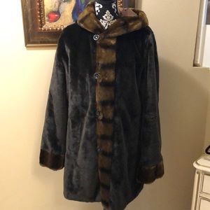 Dennis Basso Black and Brown Teddy Jacket